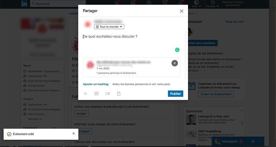 Créer un événement LinkedIn