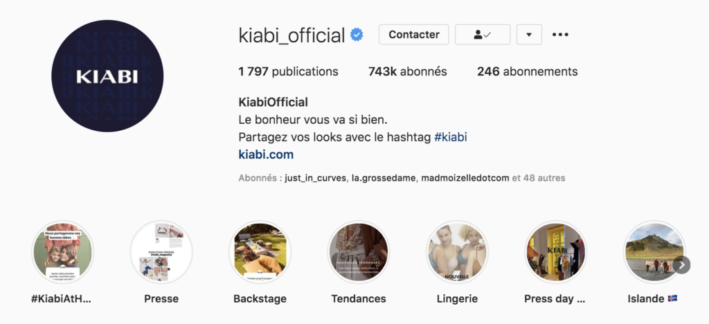 Lance sa marque sur Instagram exemple bulles Kiabi